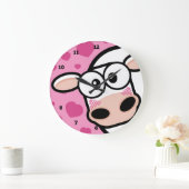 愛ハートを持つ赤面牛 ラージ壁時計 (ホーム)