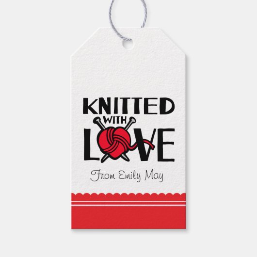 愛ハートウールで編んだギフトラベル ギフトタグ (正面)