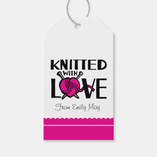 愛ハートウールで編んだギフトラベル ギフトタグ (正面)