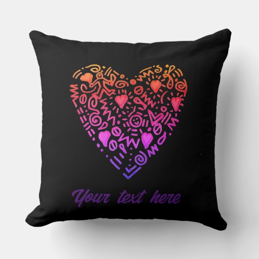 愛ハートグラデーションピンクパープルドール装飾用クッション クッション (正面)