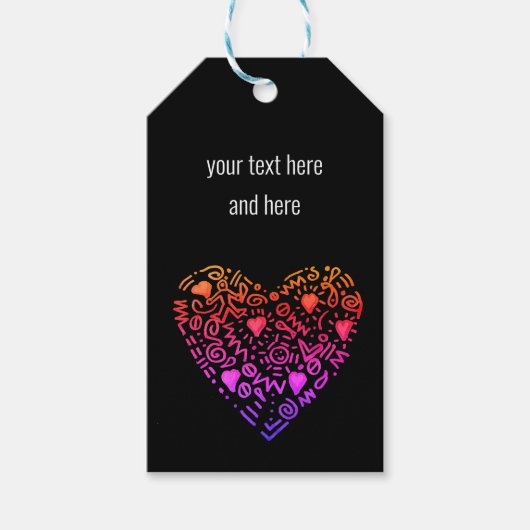 愛ハートグラデーションピンク ギフトタグ (正面)