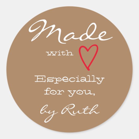 愛ハートシンプルで作ったライトブラウンのミニマリスト ラウンドシール (正面)