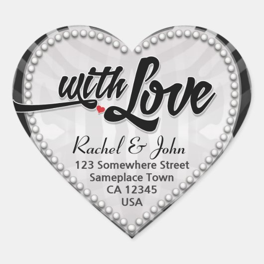 愛ハートシール付きゼブラトバルブラックシルバー ハートシール (正面)