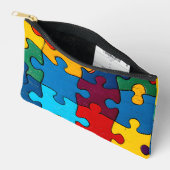 愛ハートパズル受容自閉症意識 アクセサリーポーチ (見開き)