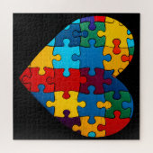 愛ハートパズル受容自閉症意識 ジグソーパズル (横)