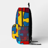 愛ハートパズル受容自閉症意識 プリントバックパック (右)