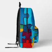 愛ハートパズル受容自閉症意識 プリントバックパック (左)