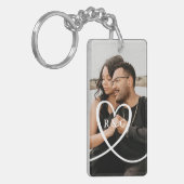 愛ハートパーソナライズされたモノグラム写真カスタム作り キーホルダー (正面左)