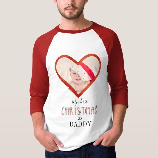 愛ハートベビー写真My 1st Christmas As Daddy Tシャツ (正面)