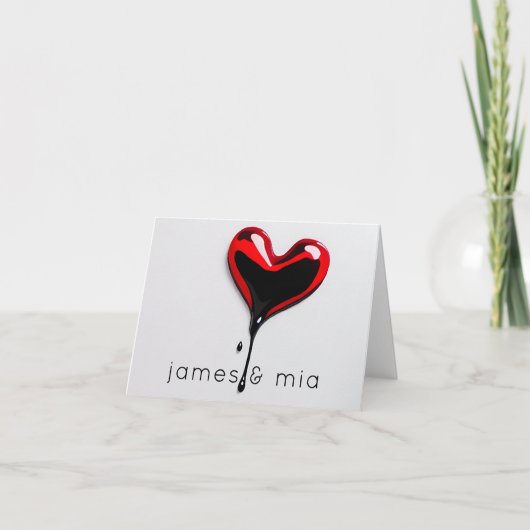 愛ハートモノグラムシンプル名モダンミニマル サンキューカード (正面)