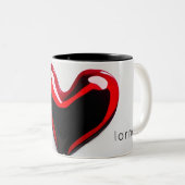 愛ハートモノグラムシンプル名モダンミニマル ツートーンマグカップ (正面右)