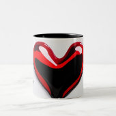 愛ハートモノグラムシンプル名モダンミニマル ツートーンマグカップ (中央)