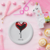 愛ハートモノグラムシンプル名モダンミニマル ペーパープレート (パーティー)