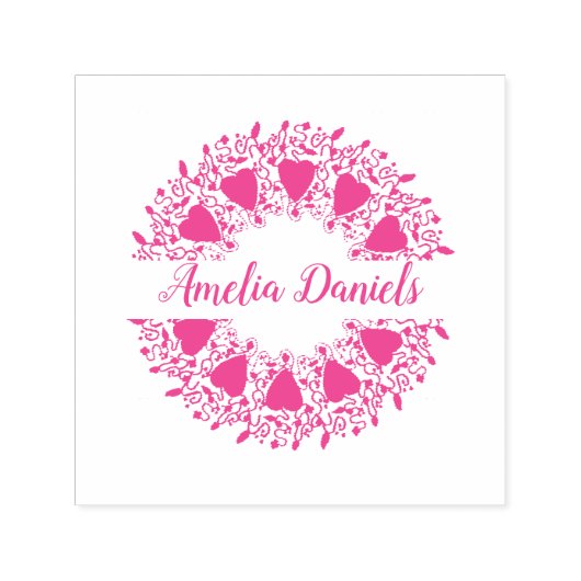 愛ハートリース名自己スタンプ セルフインキングスタンプ (デザイン)