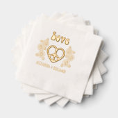 愛ハート平和サインデイジーカップル名 箔ナプキン (インサイチュ (積み重ね))