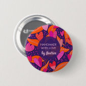 愛ハート柄モダン手作り 缶バッジ (正面&裏面)