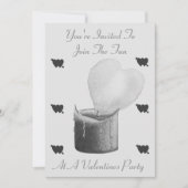 愛ハート炎とキャンドルブラックとグレーのパーティー 招待状 (正面)