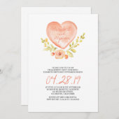 愛ハート花水彩婚約パーティ 招待状 (正面/裏面)