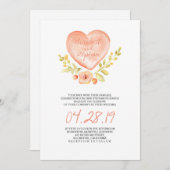 愛ハート花水彩結婚式招待状 招待状 (正面/裏面)