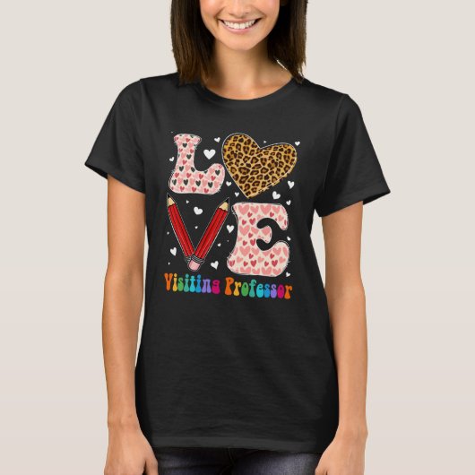 愛ハート訪問教授Leopard Plaid Valent Tシャツ (正面)
