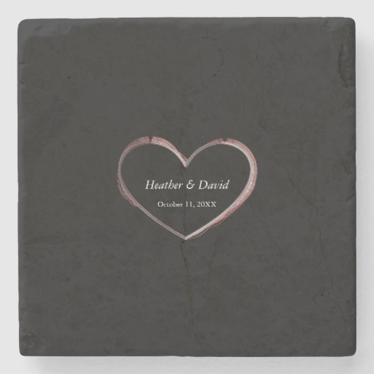 愛ハート魅力的魅力的結婚の ストーンコースター (正面)