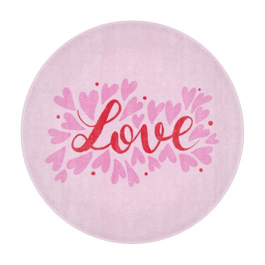 愛ハート – ピンクと赤 カッティングボード (正面)