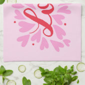 愛ハート – ピンクと赤 キッチンタオル (折り畳み)