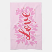 愛ハート – ピンクと赤 キッチンタオル (縦)