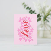 愛ハート – ピンクと赤 ポストカード (スタンド正面)