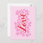 愛ハート – ピンクと赤 ポストカード (正面/裏面)