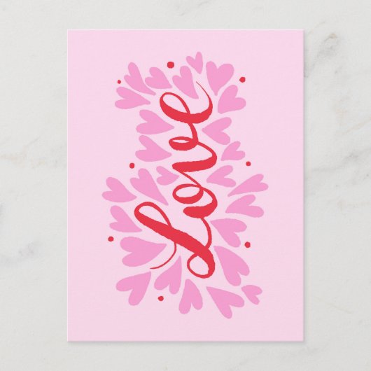 愛ハート – ピンクと赤 ポストカード (正面)