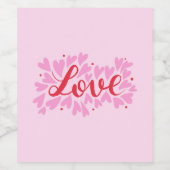 愛ハート – ピンクと赤 ワインラベル (シングルラベル)