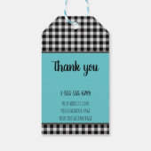 愛バッファロープレイドとティール(緑がかった色)と手作り ギフトタグ (裏面)