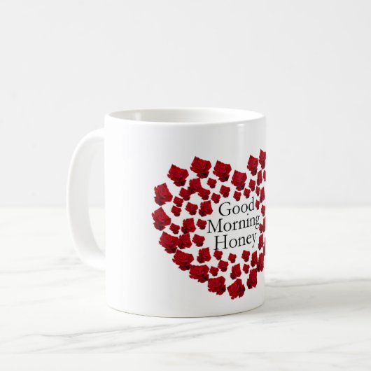 愛バラのテーマのマグが付いているおはようの蜂蜜 コーヒーマグカップ (正面左)