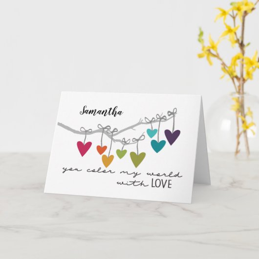 愛バレンタインが付いている私の世界を着色します カード (黄色い花)