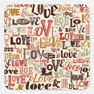 愛バレンタインデーのタイポグラフィ のステッカーのシール スクエアシール