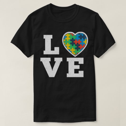 愛パズル自閉症啓発自閉症支援Gif Tシャツ (デザイン正面)