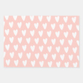 愛パターン(の模様が)ある付きピンクフローラ ラッピングペーパーシート (正面3)