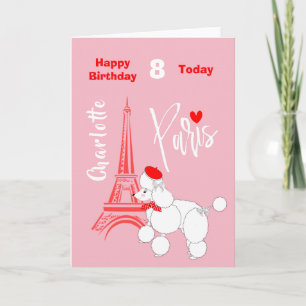 愛パリのフランスのなプードルのパーソナライズな誕生日 カード