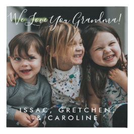 愛パーソナライズされたおばあちゃん写真手書き フェイクキャンバスプリント