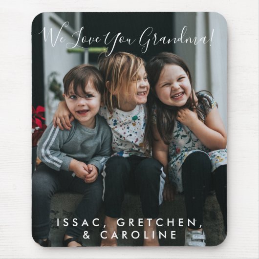 愛パーソナライズされたおばあちゃん写真手書き マウスパッド (正面)
