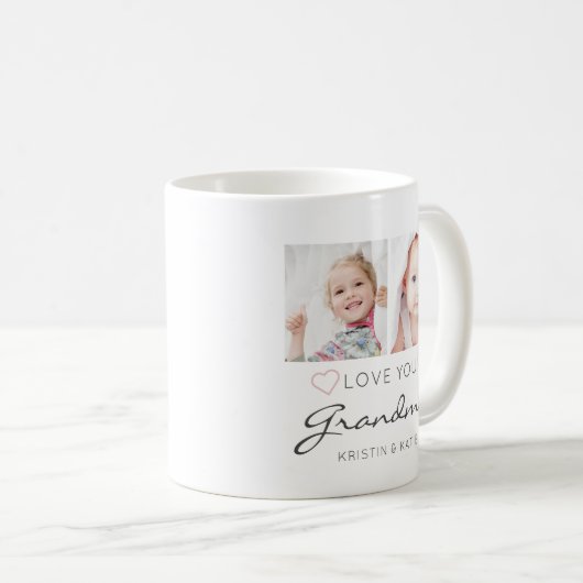 愛パーソナライズされたおばあちゃん手書き2枚の写真 コーヒーマグカップ (正面右)