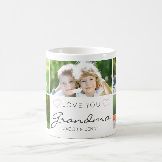 愛パーソナライズされたおばあちゃん手書き5写真 コーヒーマグカップ (中央)