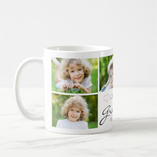 愛パーソナライズされたおばあちゃん手書き5写真 コーヒーマグカップ (左)