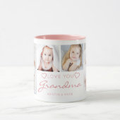 愛パーソナライズされたおばあちゃん4フォトピンク マグカップ (中央)