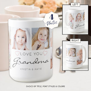 愛パーソナライズされたおばあちゃん4 Photo Script コーヒーマグカップ