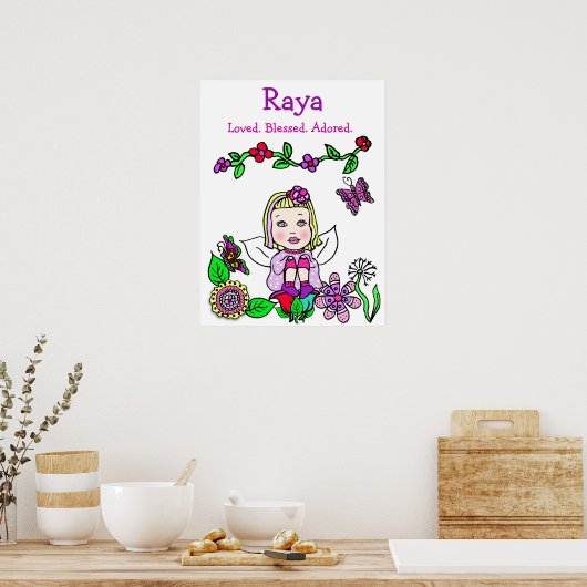 愛パーソナライズされたされ賛美て慕われた妖精 ポスター (キッチン)