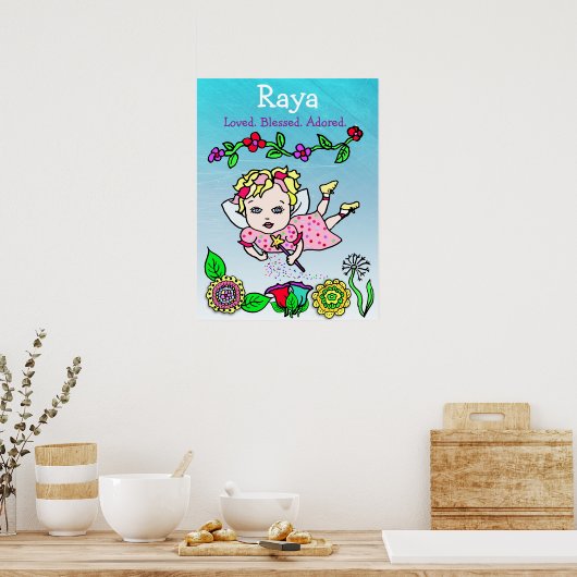 愛パーソナライズされたされ賛美て慕われた妖精 ポスター (キッチン)