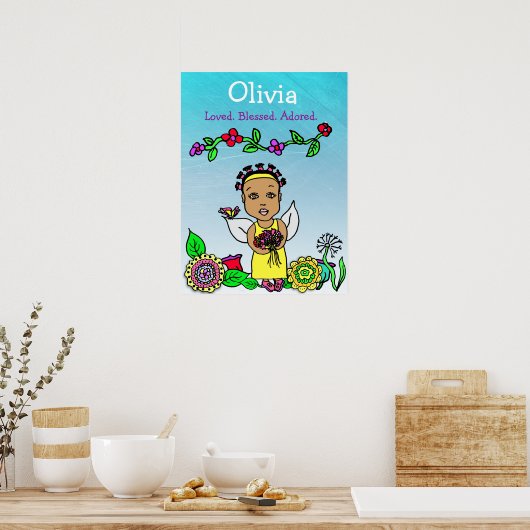 愛パーソナライズされたされ賛美て慕われた妖精 ポスター (キッチン)