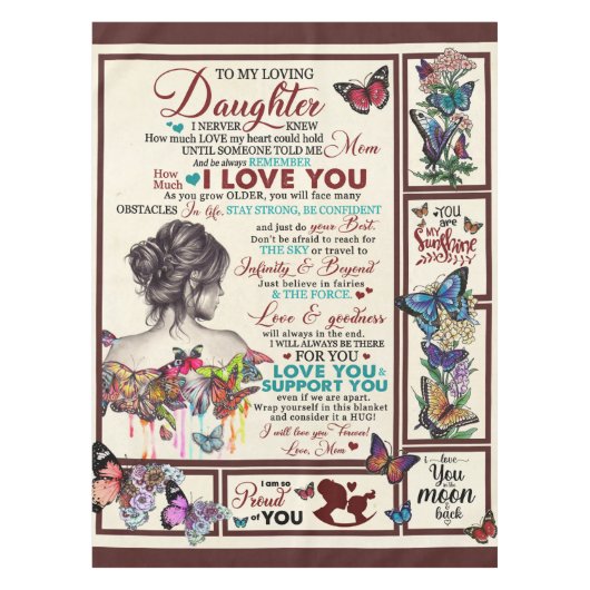 愛パーソナライズされたしい娘への手紙 テーブルクロス (正面)